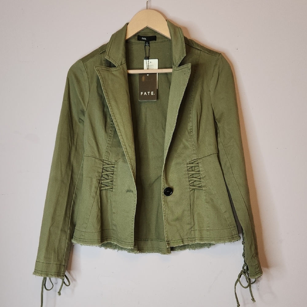 FATE Women's Blazer Criss Cross Olive, size S